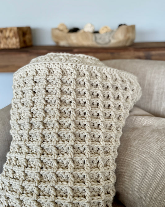 Waffle Stitch Chunky Crochet Blanket Kit – Antique White