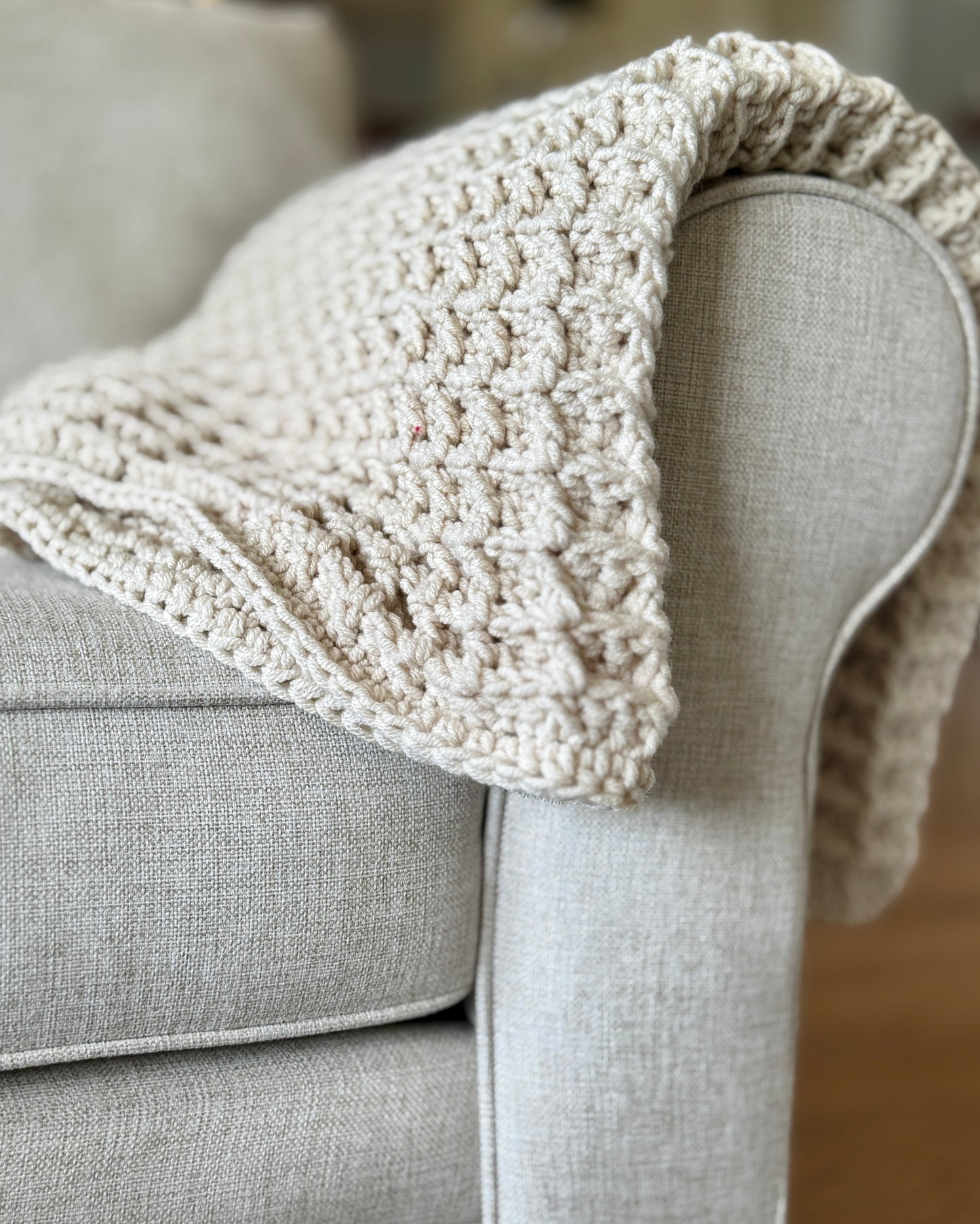 Waffle Stitch Chunky Crochet Blanket Kit – Antique White